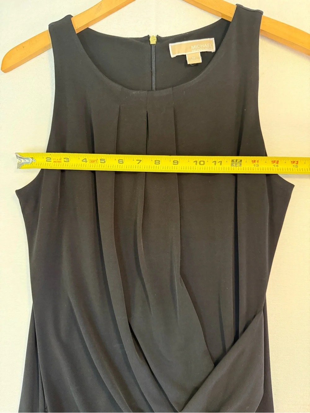 Michael Kors Black Sleeveless Draped Sheath Dress